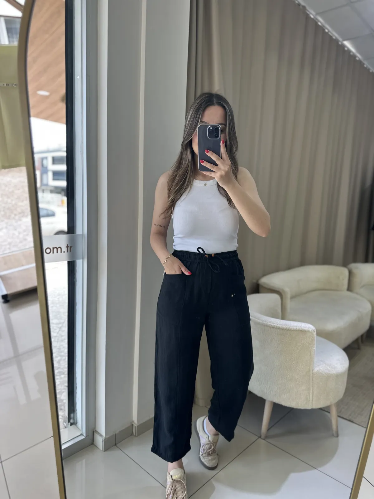 Premium Rustik Keten Tiril Pantolon Siyah
