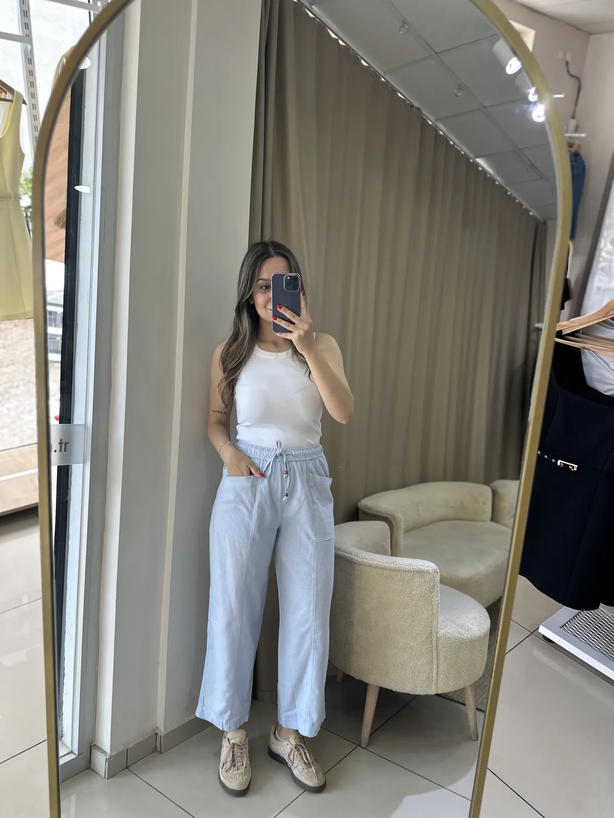 Premium Rustik Keten Tiril Pantolon Bebe Mavi