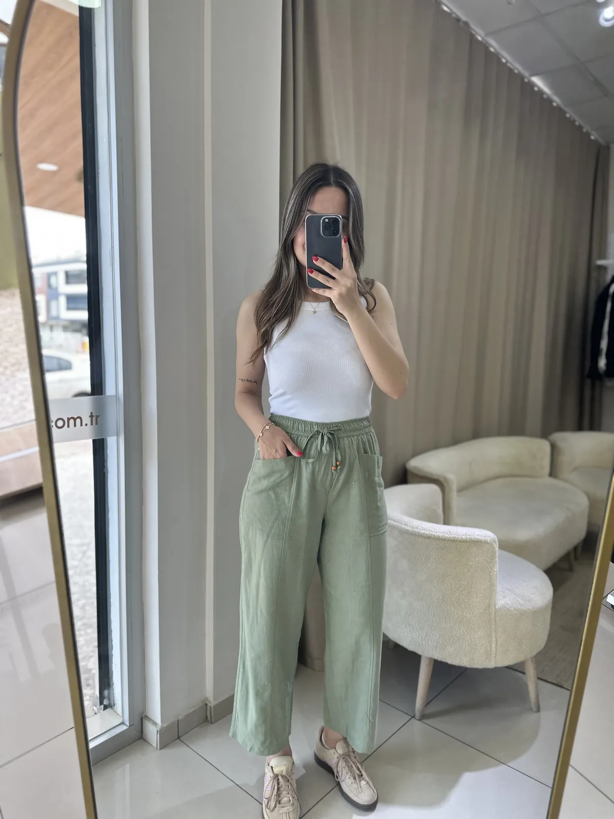 Premium Rustik Keten Tiril Pantolon Haki